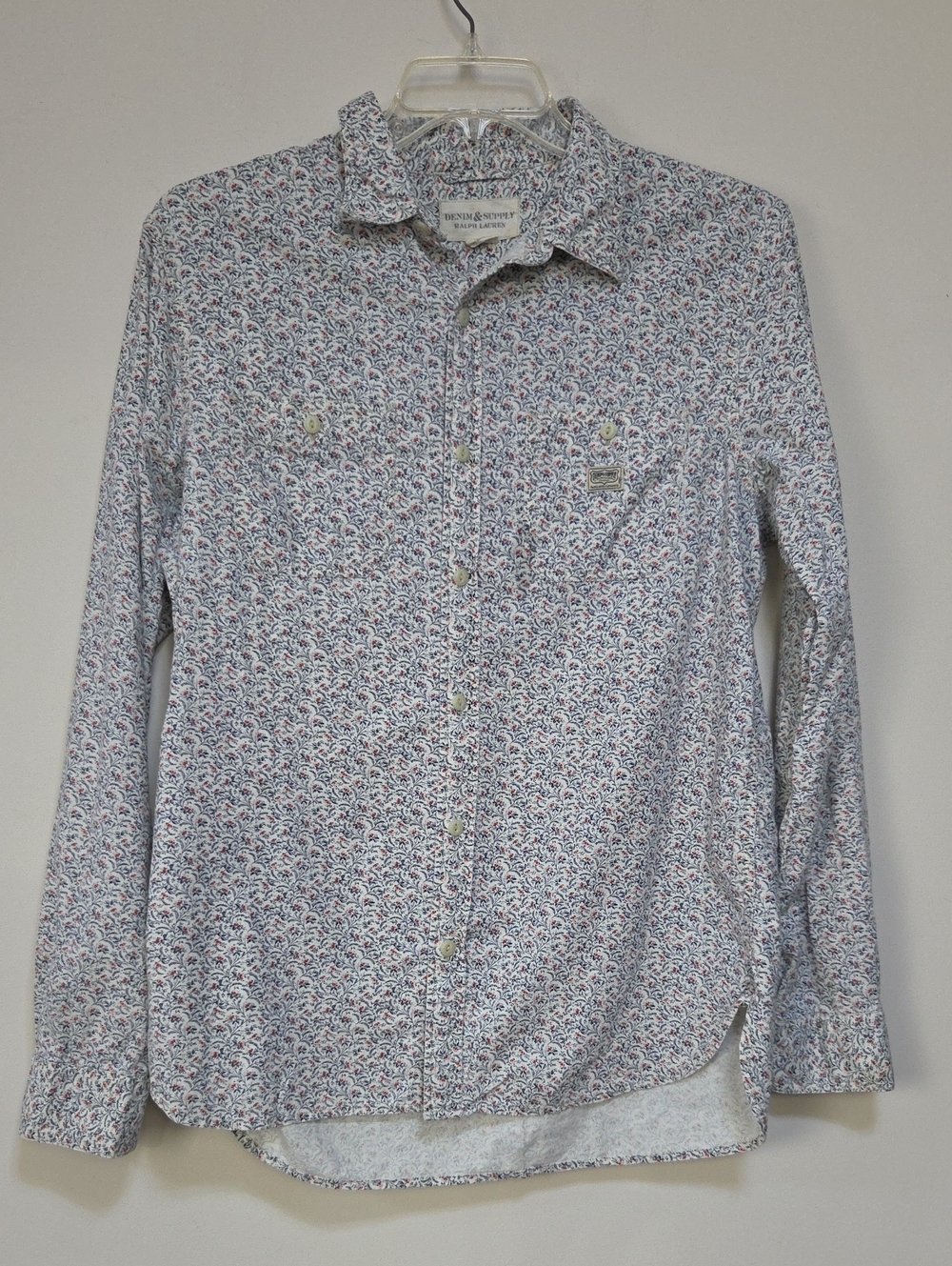 Denim & Supply Ralph Lauren White Shirt with Blue & Red Floral Print